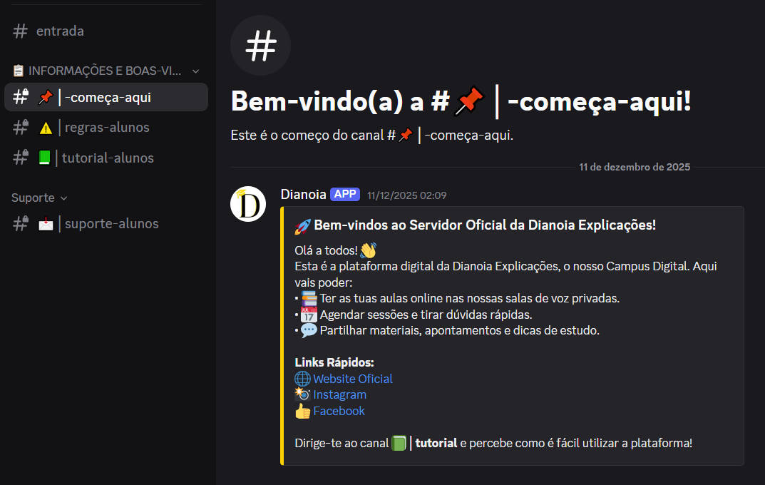 Comunidade Discord Dianoia Explicações